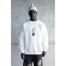 Machinist Erkek Mascot Nakışlı Şardonlu Sweatshirt Ekru