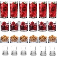 24 Parça Meşrubat Su - Çerezlik ve Çay Bardağı Seti Çeyizlik Seti 545BEST44498333322.