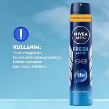 Nıvea Men Erkek Sprey Deodorant Fresh Active 200ML, Ter Kokusuna Karşı 48SAAT Koruma, X3 Adet, Avantajlı Boy