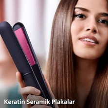Philips Saç Düzleştirici, Keratin Seramik Plaka, Thermoprotect Teknolojisi, 2 Sıcaklık Ayarı, Tuş Kilidi, 60 Saniyede Isınma, 220°C’YE Kadar Sıcaklık Ayarı, BHS375/00