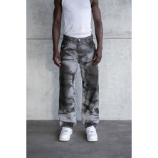 Machinist Erkek Pigment Kaplama Efektli Baggy Jean Pantolon Gri