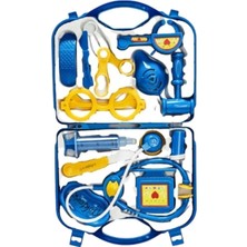 Oyunsal Mavi Renkli 14 Parça Doktor Seti Oyuncak Çantalı Vakumlu Kutuda Eğlenceli Oyun