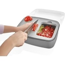 Rendeli Saklama Kabı - Masal Krem Kesme Tahtalı ve Rendeli Şeffaf Bakır Kapak Salata Kabı 4500ML, Krem