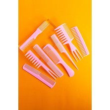 Mobee Taşınabilir Kuaför Çantası, Renkli, 8 Parça Saç Tarağı Seti, Profesyonel Ürün, Saç Tarak Seti (Pembe)