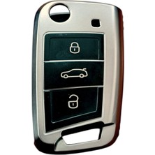 Mabelme Store Volkswagen Polo 2018  Sustalı Anahtar Uyumlu Silikon Oto Anahtar Kumanda Kabı Kılıf Füme