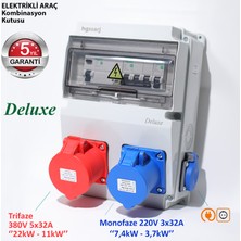 Hgsşarj "Deluxe" 22kW Trifaze 7,4kW Monofaze 5X32A + 3X32A + 1X16A Elektrikli Araç Kombinasyon Kutusu Kaçak Akım Röle Schneider Marka Sigorta Grubu