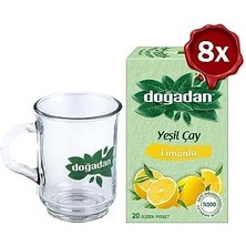 Doğadan Yeşil Çay Limonlu 20'li x 8 ve Doğadan Cam Bardak Hediyeli