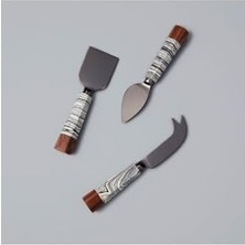 Be 3 Parça Zebra Mermer & Ahşap Peynir Seti