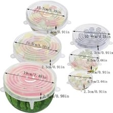 Taze Tutan Gıda Saklama Streç Kapağı Seti 6'lı Tekrar Kullanılabilen Silikon Kapaklar Standart Boyut