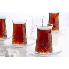 Heybeli Model 18 Parça Çay Bardağı Takımı ve Çerezlik Tatlı Sunum Seti 6 Kişilik