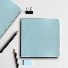 Defter, Noktalı Not Defteri – Pu Deri Not Defteri – 16,5X16,5 Cm, 96 Yaprak (192 Sayfa), 90 gr Ivory Kağıt, Esnek Kapak, Ofis ve Kırtasiye (Buz Mavi)