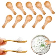 Küçük Ahşap Çay Kaşığı, 10 Adet El Yapımı Dondurma Kaşığı, Masif Ahşap Bal Kaşığı, Günlük Kullanım Için Kısa Saplı Ahşap Kaşıklar, Çeşni Kaşığı Seti, 8cm 3.2cm