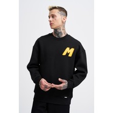 Machinist Erkek Bead Embrodered Sweatshirt Siyah