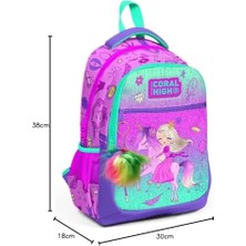 Üç Gözlü Kız Çocuk Ilk ve Orta Okul Çantası - Pembe Yeşil ve Prenses