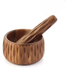 Akasya Ahşap Sarımsak Ezici Havan Seti – Tokmaklı ve Sarımsak Ezici, Ahşap El Yapımı Mutfak Yardımcısı, Dayanıklı ve Estetik Ezme Havanı (Desenli)