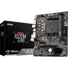 A520M-A Pro Am4 Ddr4 Bellek 4600(OC) DVI HDMI M.2 Usb3.2 Matx Anakart