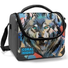 Erkek Çocuk Okul Beslenme Çantası - Gri Siyah Kurt