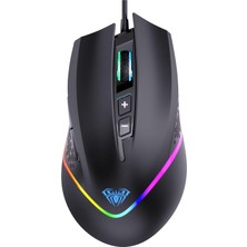 F805 6400DPI Rgb 7 Tuşlu Makro Optik Oyuncu Mouse, Siyah