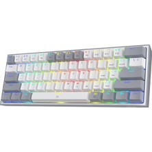 Redragon K617-RGB 16,8 Milyon Rgb Aydınlatma, Red Switch Fizz%60 Q Türkçe Kablolu Mekanik Oyuncu Klavyesi Beyaz Gri