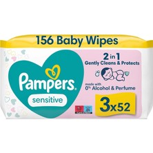 Pampers Sensitive Islak Bebek Mendili, 3 Paket, 156 Islak Mendil