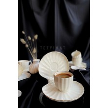 -Istiridye 12 Parça 6 Kişilik Kahve Fincan Takımı(Altın Yaldız)