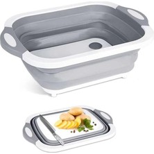 8683200803378 Akordiyonlu Katlanır Pratik Kesme Tahtası ve Sepet, Çok Renkli, Medium