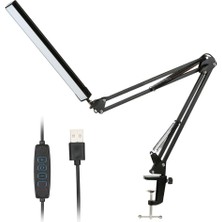 Sıkıştırmalı Metal 3 Renk Modlu Katlanabilir LED Işık Masa Lambası Klipsli Masa Lambası 10 Parlaklık Seviyesi, Kitap Okuma Lambası, Yatak Lambası