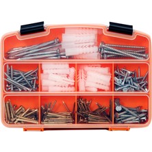 All 335 Parça Vida, Çivi ve Dübel Seti - 90 Adet 3 Çeşit Sunta Vidası, 220 Adet 4çeşit Çivisi, 30 Adet 3 Çeşit Dübel