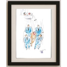 Karikatural Husan Sodiqov 29X21CM Orijinal Karikatür Tablo