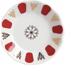 Kırmızı Yaldızlı Çay Bardağı Tabağı 6’lı 8690947034583