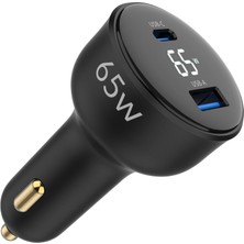65W LED Ekranlı Type-C + Usb-A Araç Şarj Aleti & & Araç Içi Şarj Cihazı