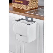 15 Litre Fonksiyonel Kapaklı Banyo ve Mutfak Tezgahüstü Çöp Kovası Dolap ve Duvar Aparatlı 15 Lt.,yerden Tasarruflu Lavabo Altı Veya Dolap Kapısı Için Kapasiteli Mutfak Çöp Kovası,askılı (Beyaz)