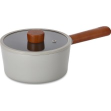 Fika Cam Kapaklı Alüminyum Döküm Sos Tenceresi 18CM Gri