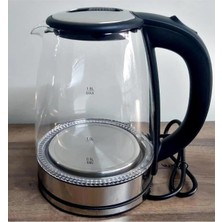Risea Cam Gövdeli Crwn 1.8L Elektrikli Su Isıtıcı Kettle 1500W Hızlı Kaynatma LED Işıklı Modern Tasarım