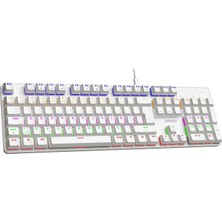 Kb-Mekanik 1 Lumos USB Aydınlatmalı Full Anti-Ghosting Mekanik Gaming Oyuncu Klavye (Beyaz (Red Switch)