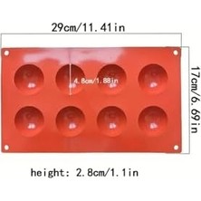 Siliko World 8'li Yarım Küre Muffin, Çikolata, Kek Kalıbı, Silikon 4,8cm, Kırmızı