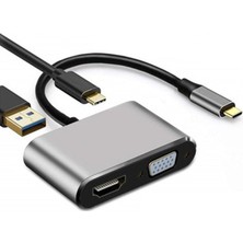 Powermaster PM-4026 USB Type-C To Hdmı-Vga-Usb-Type C 4ın1 Adaptör