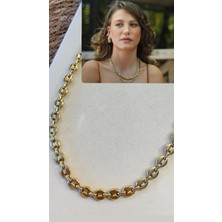 Lotusbybuket Kararmayan Çelik Gold Serenay Kolye
