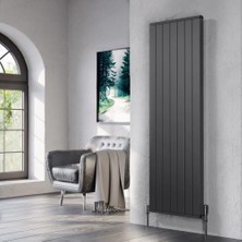 Lojimax Alüminyum Dekoratif Radyatör Lova Line 600 x 1116 14  Dilim | Dokulu Siyah | Yüksek Isıl Güç | 5 Yıl Üretici Garantisi