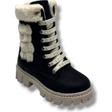 Labubu 273-26 Yağlı Deri Ayıcık Figürlü Içi Kürklü Fermuarlı Bağcıklı Kız Çocuk Bot 28-35