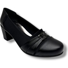 Otip Oi 250-26 Streçli Deri Tokalı Anatomik Kalın Orta Topuklu Kadın Ayakkabı