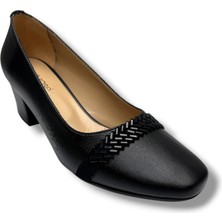 Nur Rose 8667-26 Parlak Deri Taşli Kalın Topuk Kadın Ayakkabı 38-42