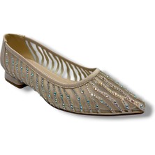 Desire Shoes Desire 469-26 Saten Fileli Taşlı Kısa Topuk Kadın Ayakkabı