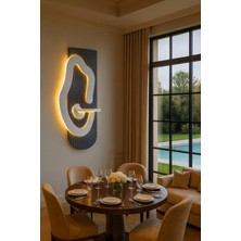 Evode Design Lüks Modern LED Duvar Dekoru – Raflı Tasarım – Uzaktan Kumandalı Ambiyans Işığı (110X56CM)