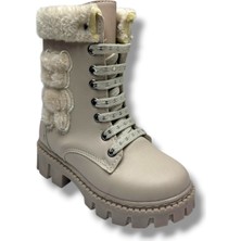 Labubu 273-26 Yağlı Deri Ayıcık Figürlü Içi Kürklü Fermuarlı Bağcıklı Kız Çocuk Bot 28-35