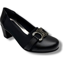 Otip Oi 280-26 Streçli Deri Tokalı Anatomik Kalın Orta Topuklu Kadın Ayakkabı