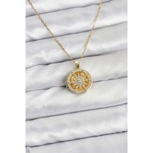 AyrStore 316L Çelik Zincir Gold Renk Kutup Yıldızı Kapaklı Model Kadın Kolye