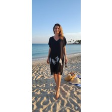 Nevin Acar Siyah Bambu Peştemal Plaj Elbisesi