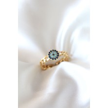 AyrStore Zirkon Taşlı Nazarlı Altın Kaplama Kadın Yüzük