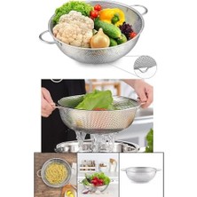 Paslanmaz Çelik 22CM Çift Kulplu Sepet Süzgeç, Salata Süzgeci Meyve Süzgeci, Makarna Süzgec - Paslanmaz Çelik Çift Kulplu 22CM Sepet